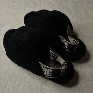 UGG Black Plush Slippers